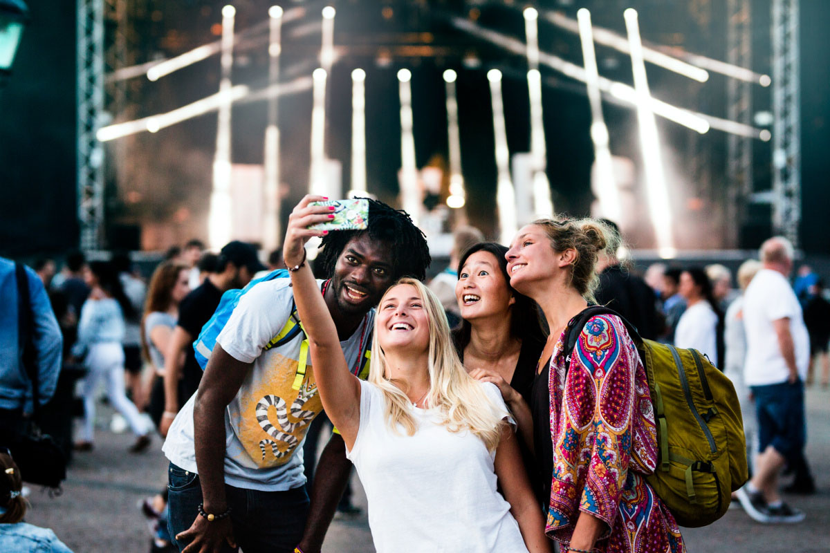 Four friends at a concert in the city of Malmo
